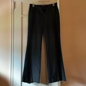 Body by Victoria The Christie Fit Size 4 Black Pinstriped Wide Leg Dress Pants